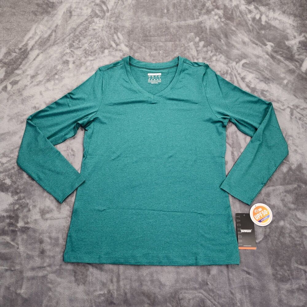 TACVASEN Womens UPF 50+ Sun Protection V Neck Long Sleeve Quick Dry Top medium